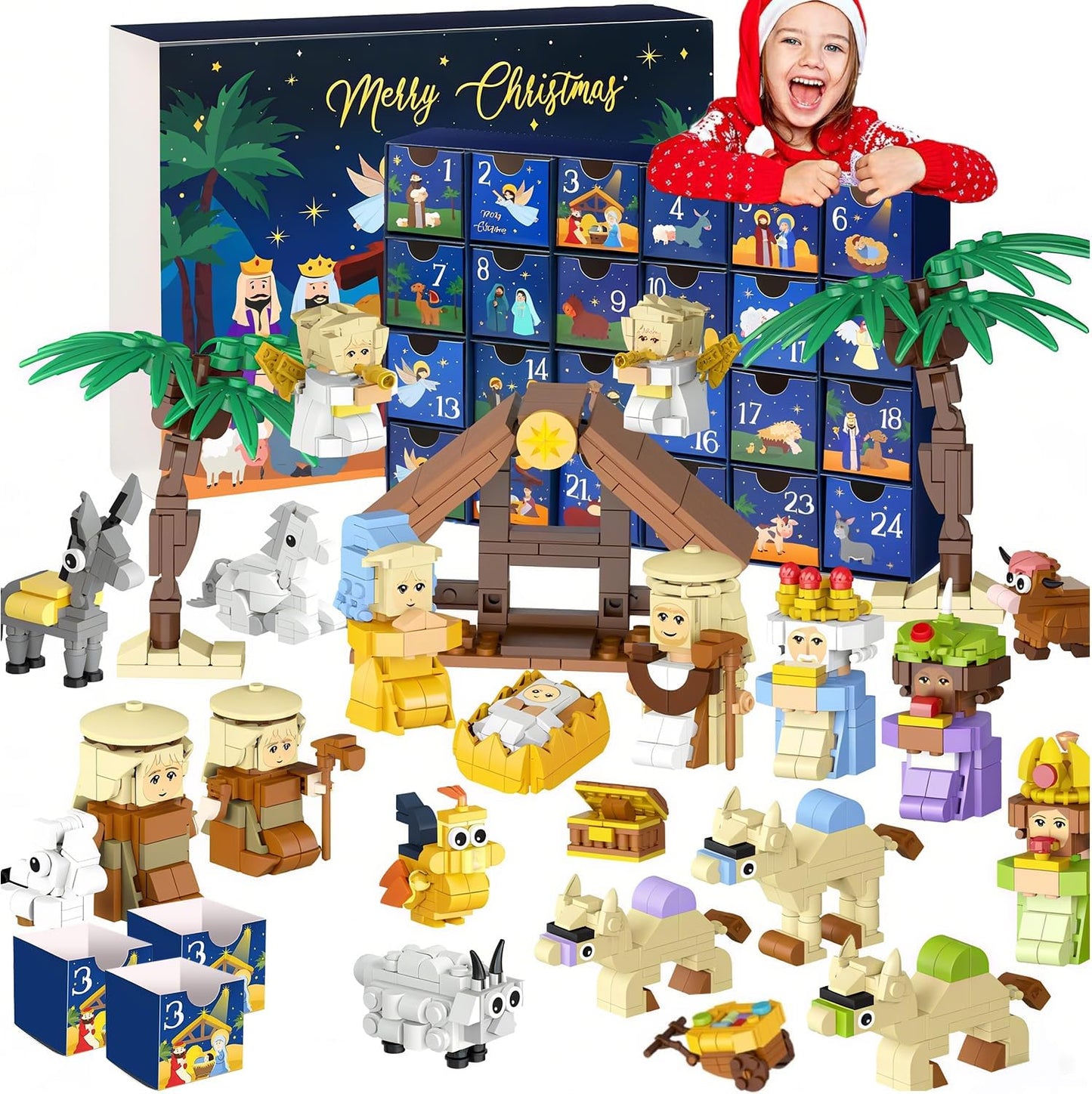 2025 Kids, 24 Days of Nativity Advent Calendar Building Blocks