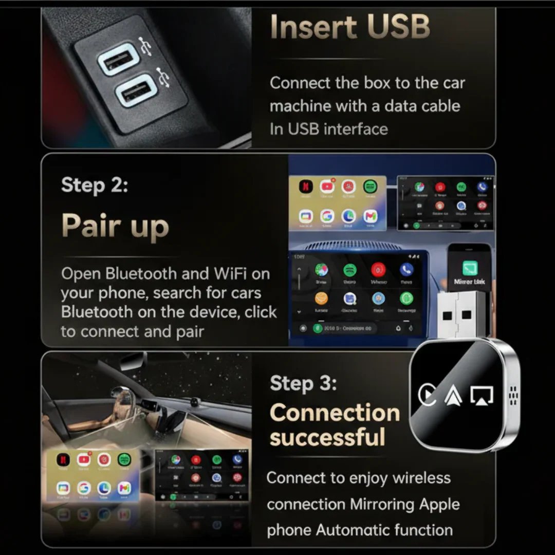 🔥2025 Upgrade 3-in-1 Wireless CarPlay Adapter