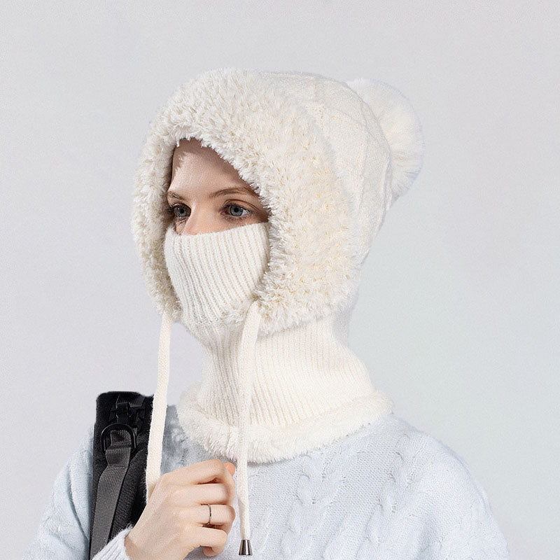 3 in 1 Winter Beanie Hat Scarf Mask Hat For Women
