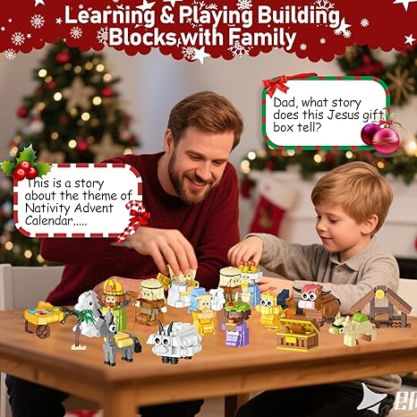 2025 Kids, 24 Days of Nativity Advent Calendar Building Blocks