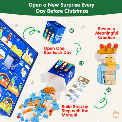 2025 Kids, 24 Days of Nativity Advent Calendar Building Blocks
