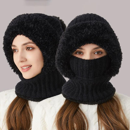 3 in 1 Winter Beanie Hat Scarf Mask Hat For Women