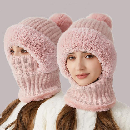 3 in 1 Winter Beanie Hat Scarf Mask Hat For Women